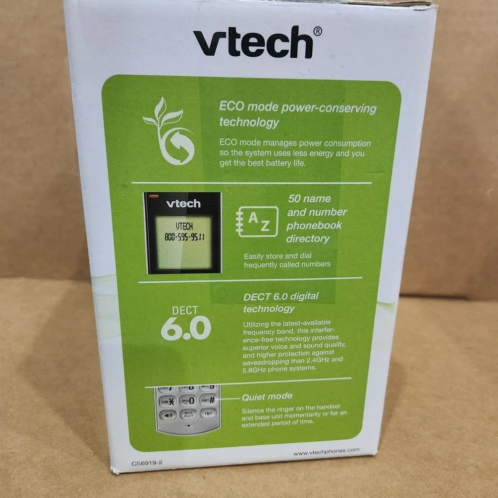 VTech‎ CS6919-2 DECT 6.0 Cordless Phone 2 Handsets Caller ID Call Waiting Silver